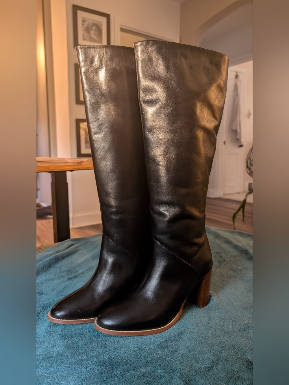 Banana Republic Black Leather Over-the-Knee Block Heel Boots - Picture 3 of 9